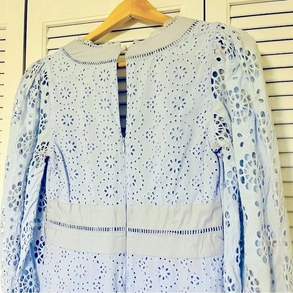 Banana Republic Light Blue Eyelet Long Sleeve Dress - Picture 12 of 13